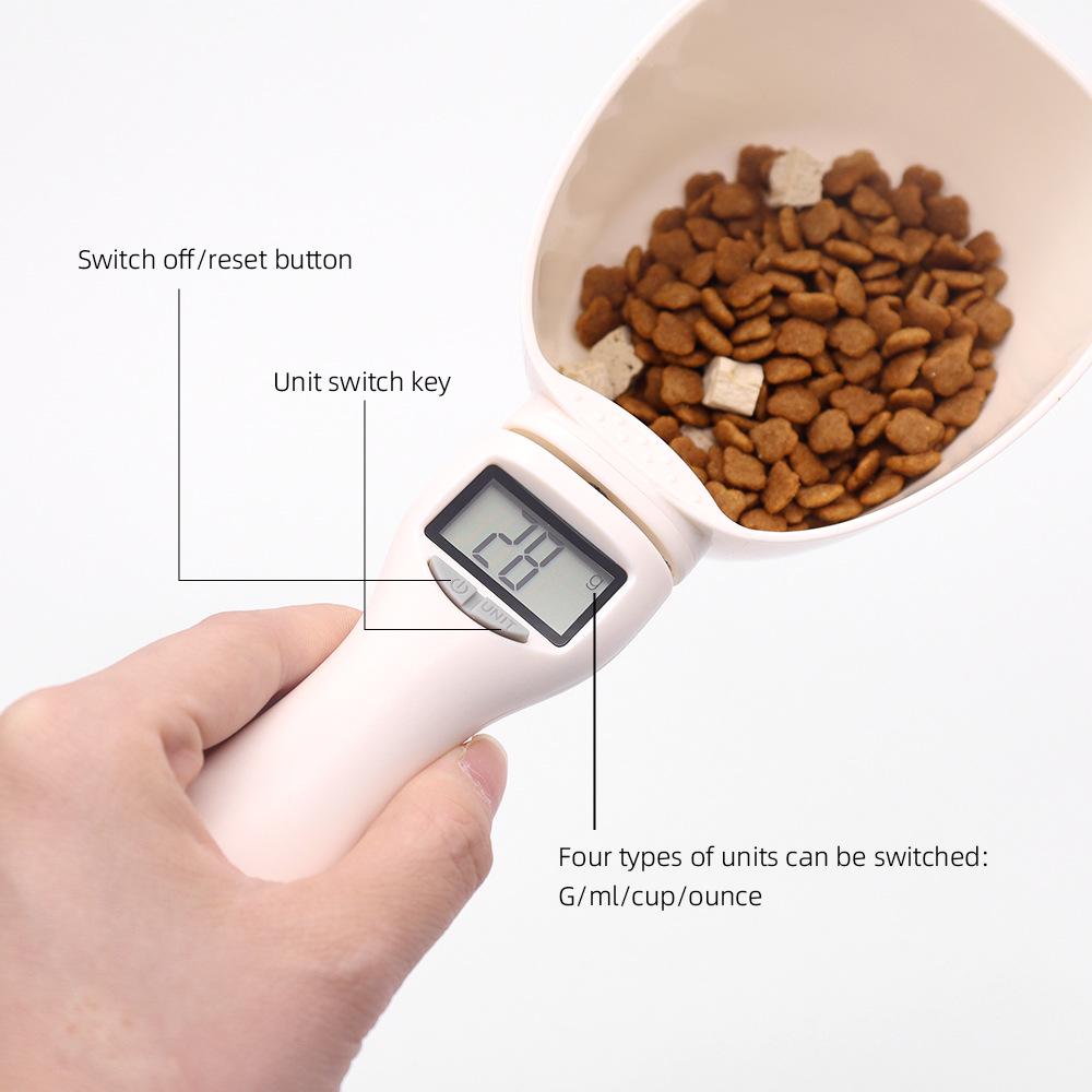 Long-Handled Electronic Pet Food Measuring Spoon with Gram Scale for Dog and Cat Food