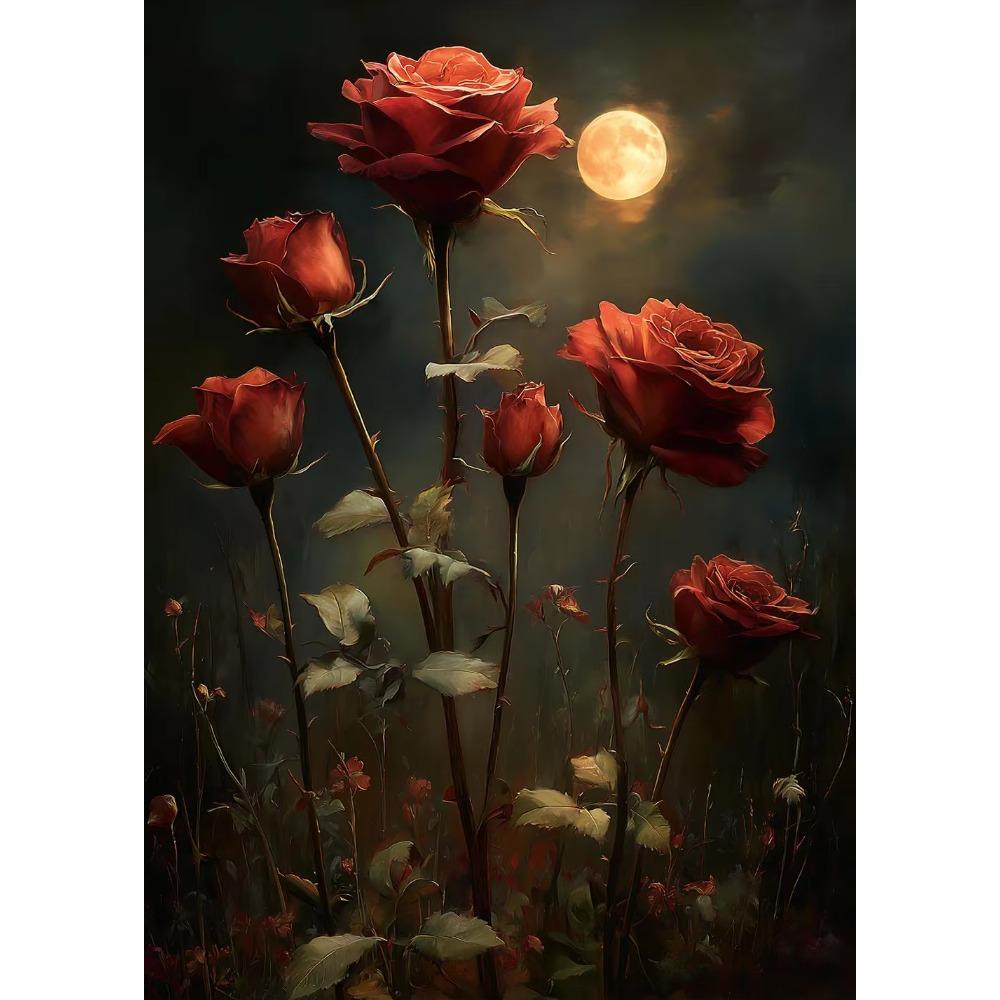 Butterflies Roses Wildflower Meadow Poster Canvas Print Wall Art Moody Gothic for Living Room Home Decor Cuadros