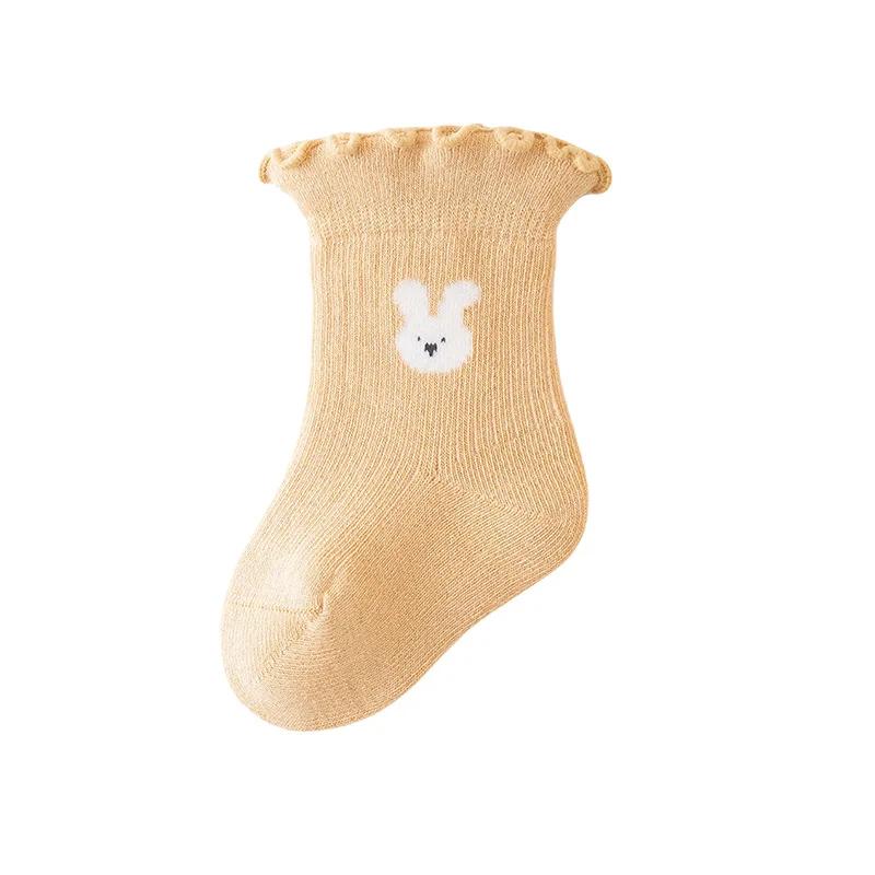 Cute Cartoon Bear Rabbit Baby Socks Spring Autumn Cotton Infant Toddler Ruffle Socks Casual Kids Mid Tube Socks
