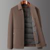 Men's Double-Sided Cashmere Lapel Jacket: Winter Business Wool Outerwear with Down Liner, Thick and Stylish for Middle-Aged Men.
