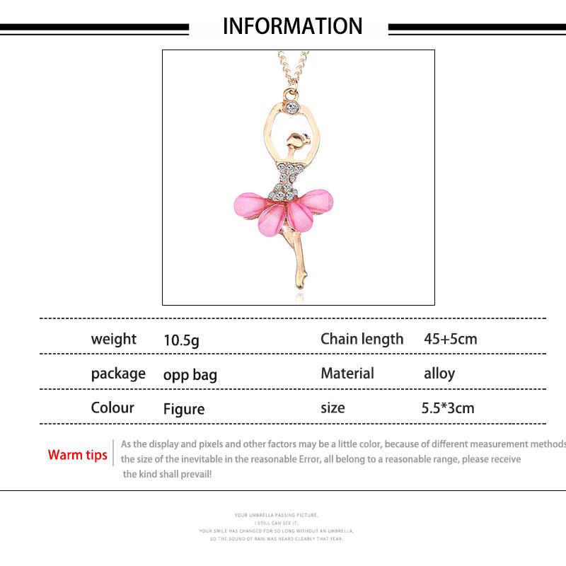 hot! Stylish Elegant Ballerina Girl Necklace Exquisite Shimmer Rhinestone Pendant Necklace Festival