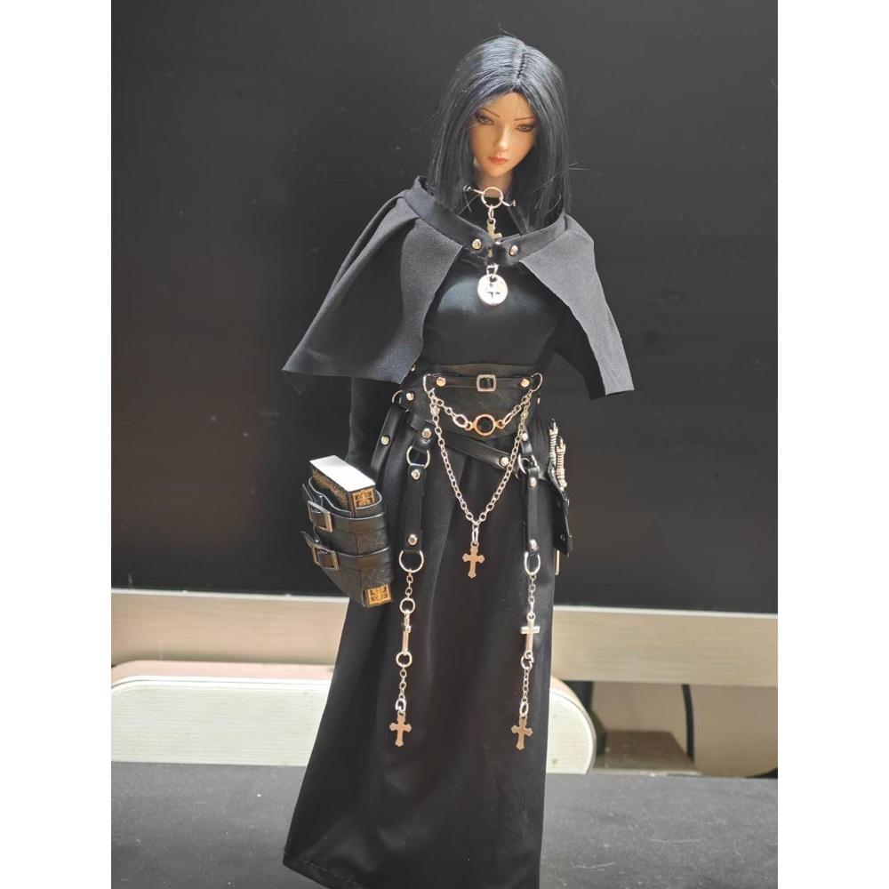1/6 Costume Clothes Female Monk Costume, Monk, Battle Priest (Body, head, shoes, etc. are not included) Black MKFDCYOKOFC