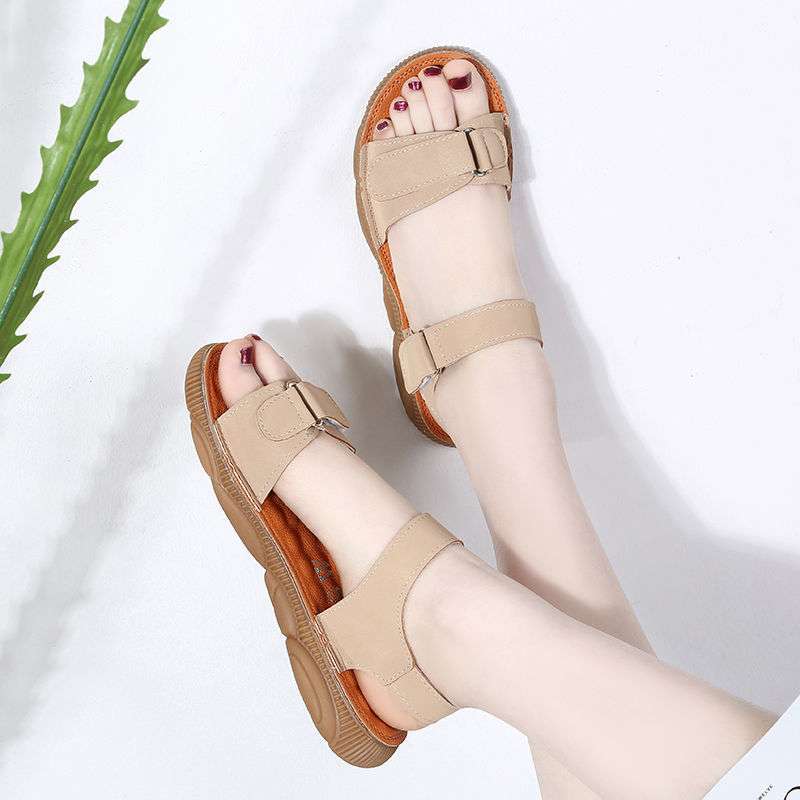 34 Small Size 35 Sandals Women's Summer Flat Bottom Soft Sole Pregnant Women Non-slip Students Women's Sandals Mother Shoes Comfortable 41 Large Siz