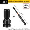 PH2 Phillips Screwdriver Bits Cross Head Magnetic 50/100/150mm Hand Tool 1/2” Square To 1/4” Hex Wrench Socket Adapter Converter