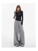 Women's 2-Color Elastic Waist Wide-Leg Pants with Drawstring - Spring 2025 Casual Slim Straight Floor-Length Drape Style