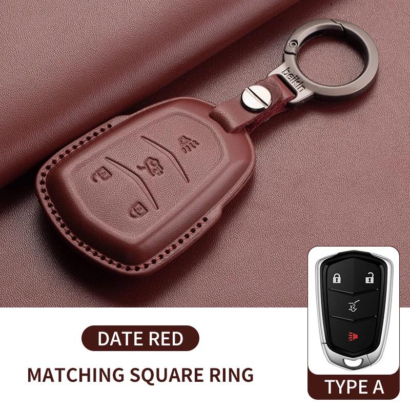 Leather Car Key Case Cover For Cadillac CT4 CT5 ATS CT6 CTS DTS XT5 Escalade ESV SRX STS XTS  XT4 28T ELR  Car Key Accessoires
