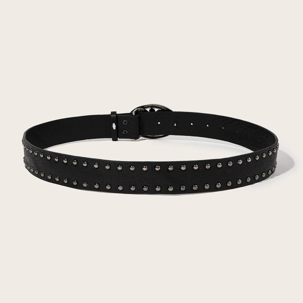 Mens Leather Punk Belt With Petal Motif And Rivet Studs For Casual And Street