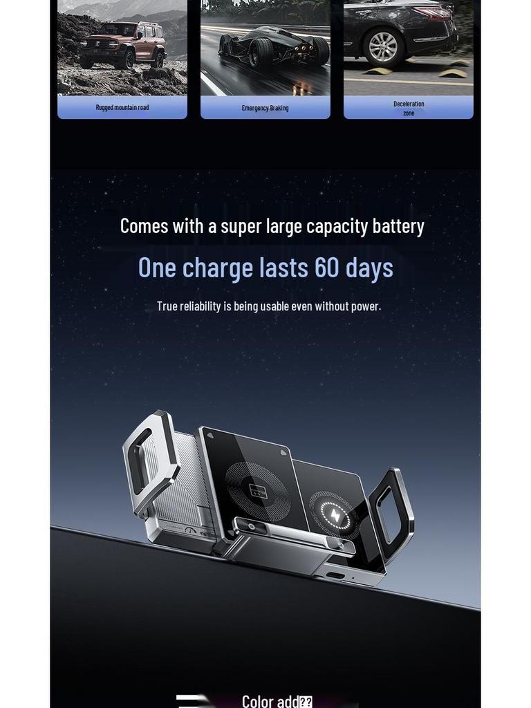 Electric Foldable Phone Holder with Wireless Charging & Clamping Arm for Horizontal/Vertical Car Mounting