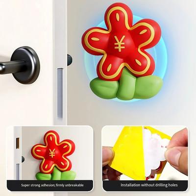Door Stopper Wall Protector Door Handle Wall Guard Cute Flower Door Shock Absorption Stopper with Adhesive for Doors Protects Wall Surface