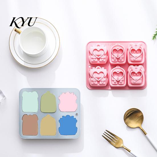Durable Ice Cube Tray Backpack Silicone Mold, 6 Cavity School Bag Shape Baking Tool, Food Grade Mold Flexible for Chocolate And Fondant Jelly Desserts