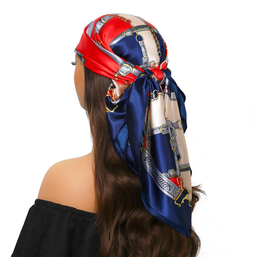 90*90cm Silk Scarf Scarftop Headwraps For Woman Fashion Four Seasons Hair Accessories Hijab Foulard Bandana Femme Headscarf