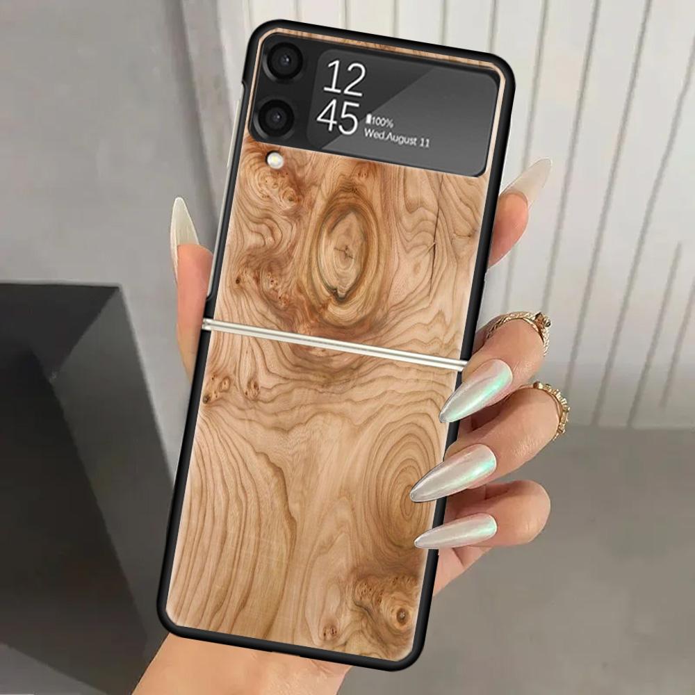 

Дерево Деревянный Узор Жесткий ПК Чехол Для Телефона Для Samsung Galaxy Z Flip 7 6 5 4 3 Черный ZFlip7 ZFlip6 Flip5 Flip4 Flip3 5G Печатный Чехол Samsung Z Flip 4