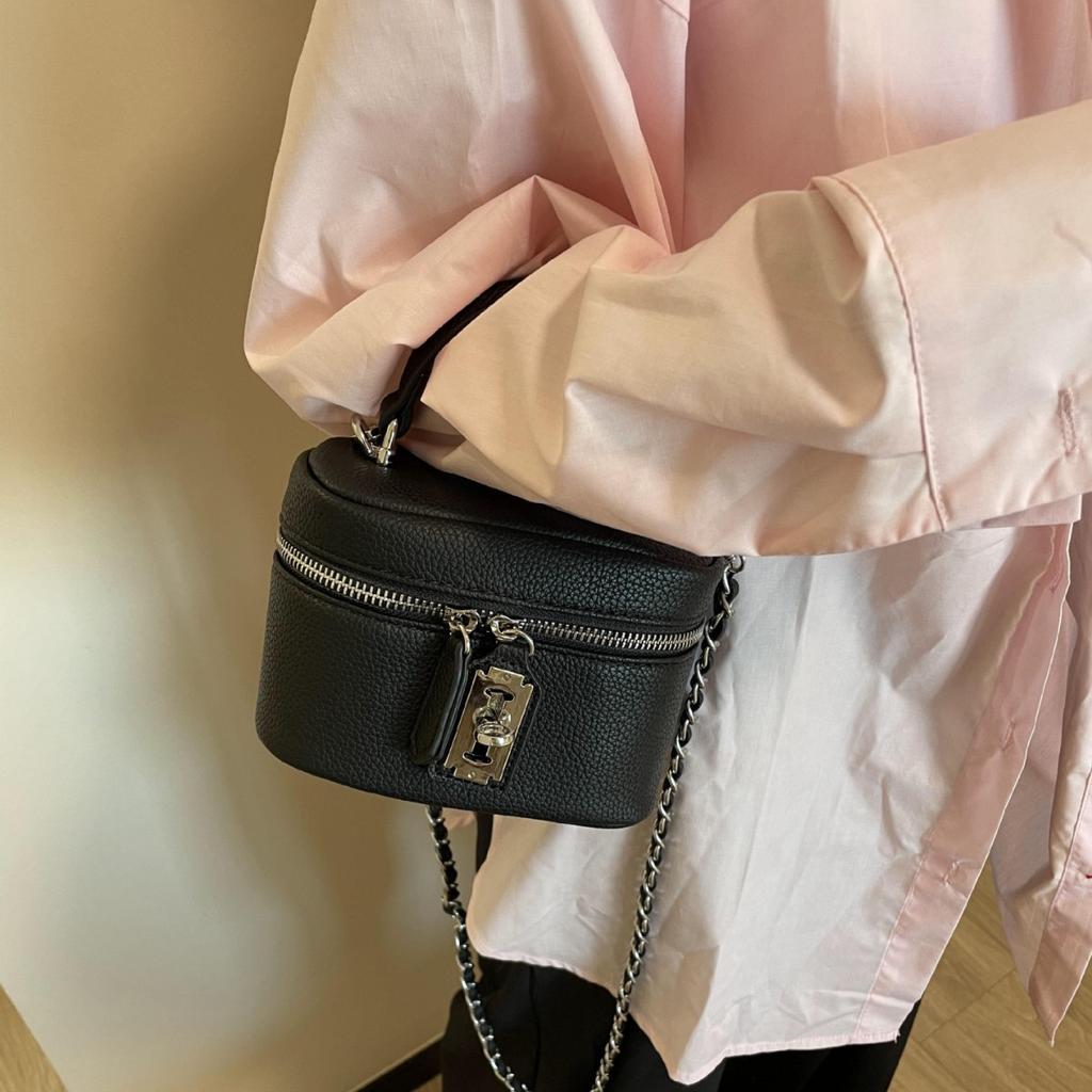 Kettenverschluss Quadratische Box Tasche, High-End Textur Handy-Tasche, Damen Modische Einzel-Schulter Crossbody Tasche, Eimertasche
