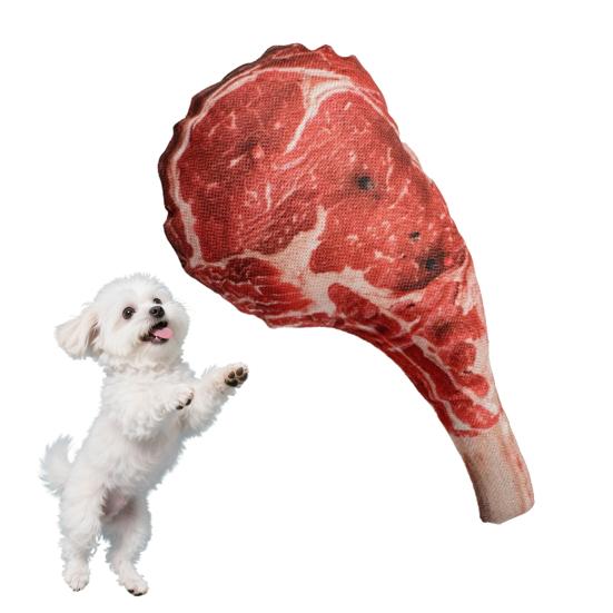 Tomahawk Steak Dog Chew Toy Bite Resistant Squeaky Stuffed Steak Universal Puppy Cat Teething Cleaning Interactive Toy Pet Supplies