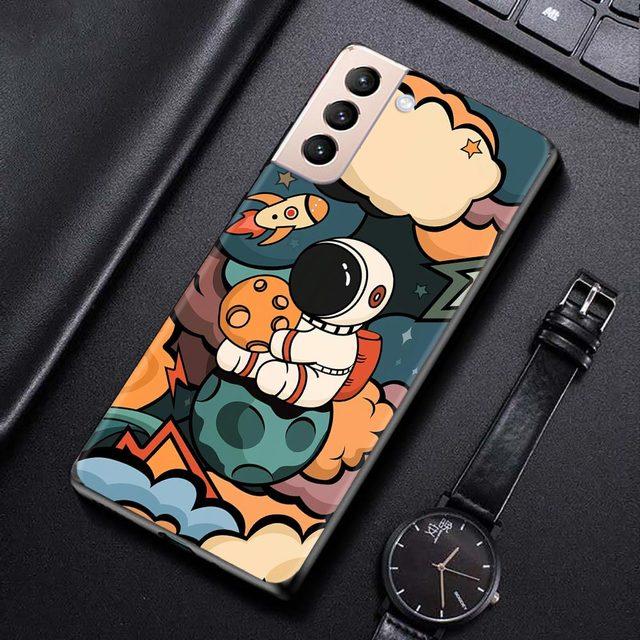 Phone Case For Samsung Galaxy S21 S20 Ultra S10 Plus Lite S21 S20 Fe 5g S10e S9 S8 S7 Edge Shell Fundas Cute Cartoon Astronaut