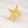 Starfish Open Rings for Women, Stainless Steel Adjustable Ring Beach Sea Ocean Fashion Jewerly Gift