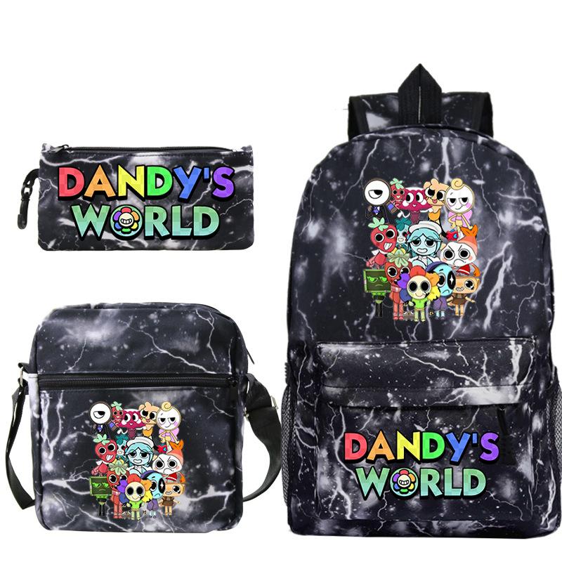 Neue Dandy-Welt Peripherie Druck Schultasche Student Lässige Federtasche Umhängetasche Dreiteiliges Set