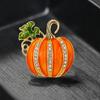 Unique Pumpkin Rhinestones Brooch Comfortable Wear Daily Glittering Detail Secure Closure Badge For Various Occasions