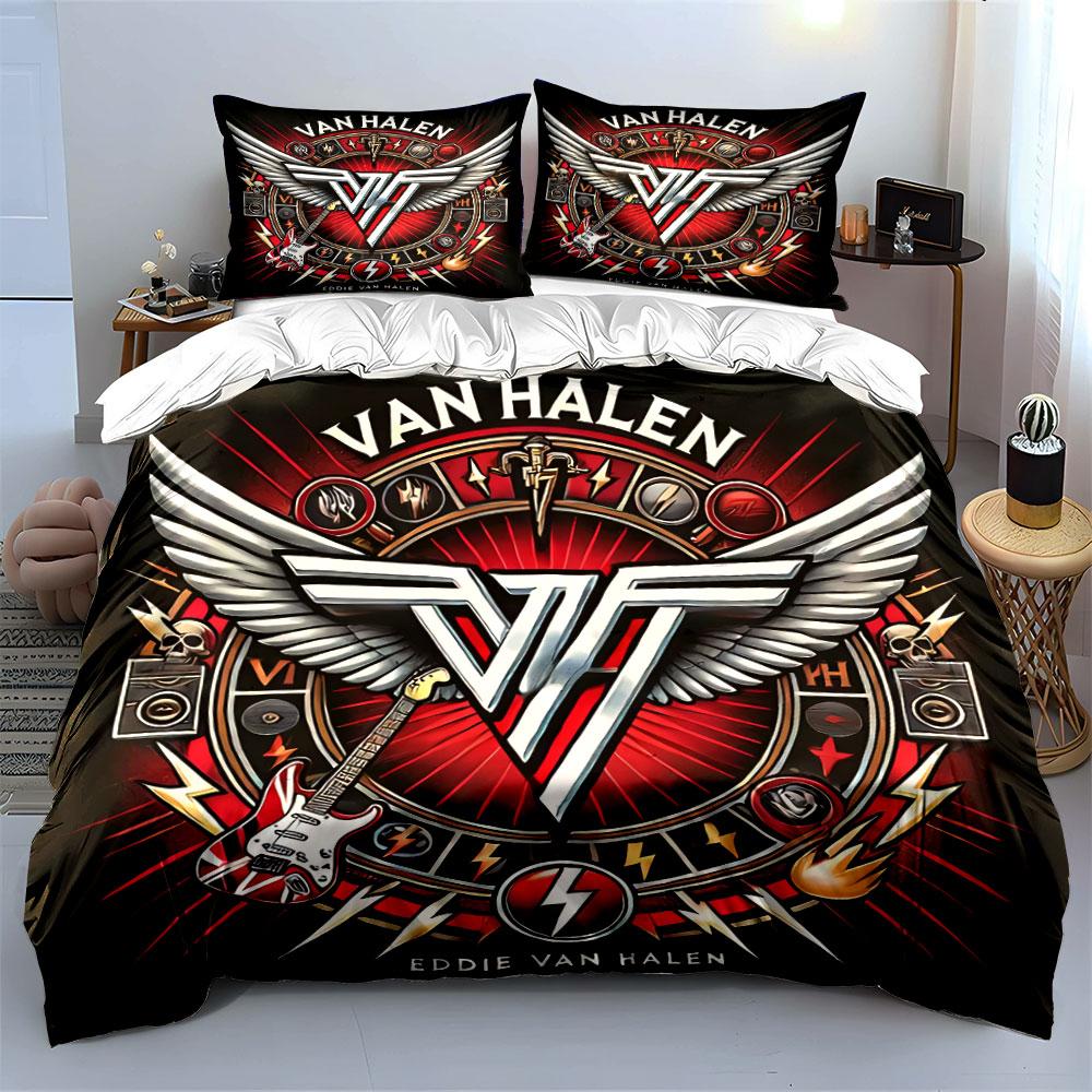 Van Halen Guitar Wings Design Bedding Duvet Cover Set Duvet Cover Pillowcases  (1*Duvet Cover 2*Pillowcases, without duvet insert)