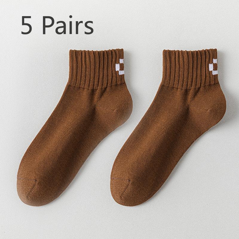 

5 Pairs of Boys Spring and Summer Cotton Sweat Absorbing Deodorizing Sports Tube Socks 5 Pairs кофейный