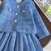 Girls' Clothing Set Spring Autumn Winter Fashionable Small Fragrant Style Coat Half Body Skirt Two Piece Set