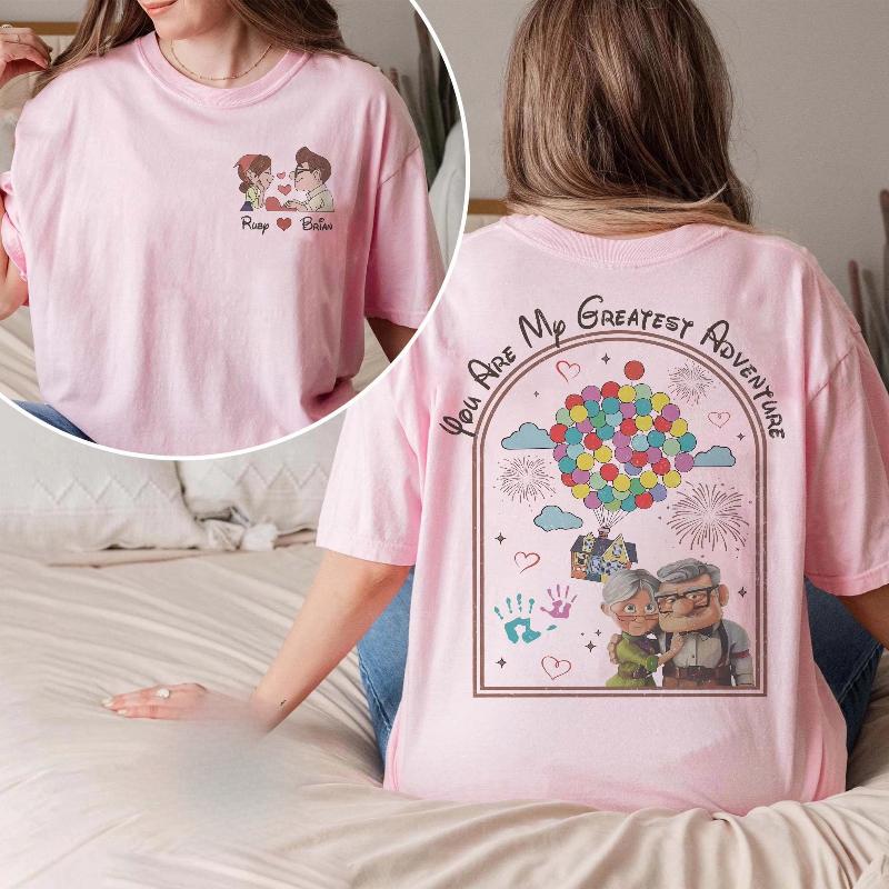 

Cartoon Carl and Ellie You Are My Greatest Adventure Printed Couple Loose TShirt Thanksgiving Memorial Gift S