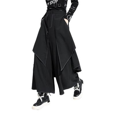 Morino Hakama Draped Visual Street Size M Wide-leg Pants, Unisex, Asymmetrical, Modified, Design, Unique, Kei, Harajuku, Style, Black,