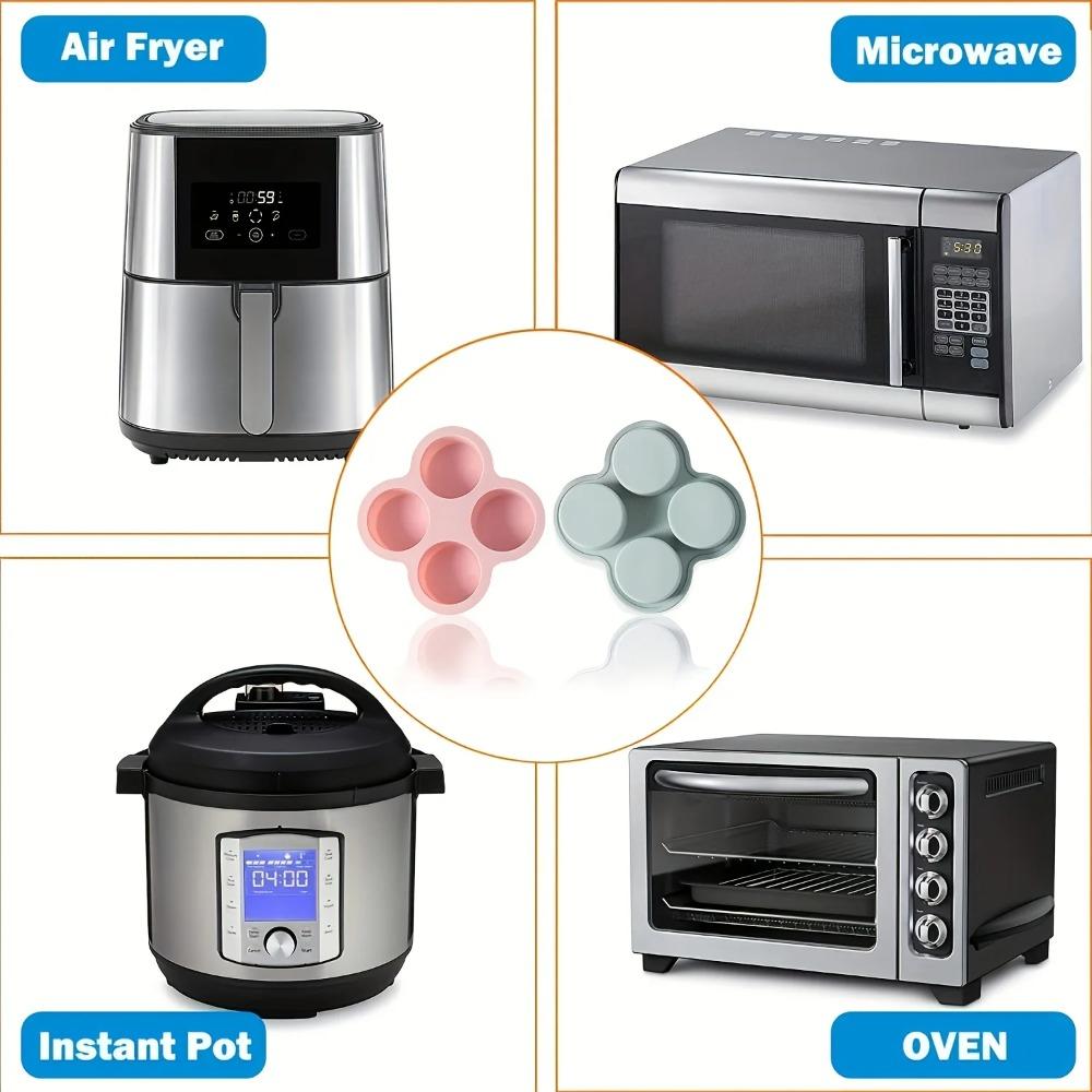 4 Cavity Silicone Mold Non-Stick Round Shape Eggs Mold New Steamer Cooking Mold  Egg Pan