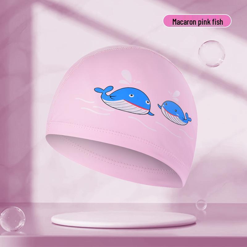 Kids' Cartoon Swim Cap with Waterproof Ear Protection & High Elasticity - Comfortable PU Cap for Boys & Girls, Customizable Logo Available.