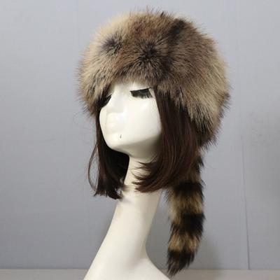 Ladies Winter Hat Soft Thick Faux Fur Decor Heat Retention Cossack Style Windproof Anti-slip Elastic Flat Top No Brim Washable Outdoor Cap