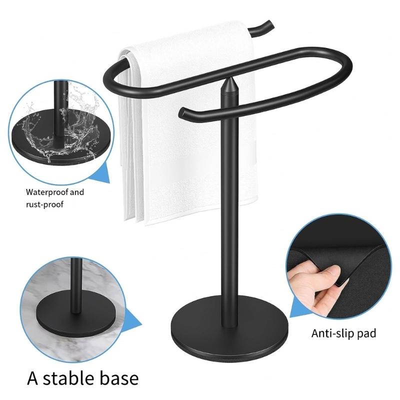 Towel Stand S Shaped Bath Towel Rack with Nonslip Base Countertop Jewelry Towel Holder for Bathroom & Kitchen Use