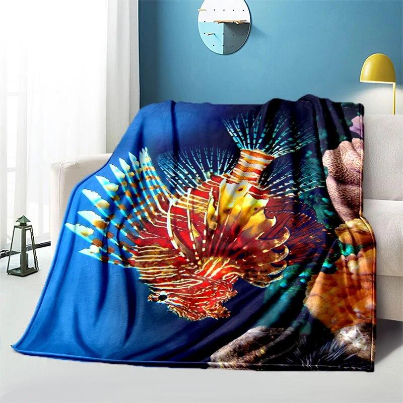 

Морська риба. М’який плюшевий диван-ліжко. Тонкі ковдри з мультфільмом для пікніка. Сучасна фланелева ковдра Gedruckt Bettdecke Geschenk 75cm x 90cm