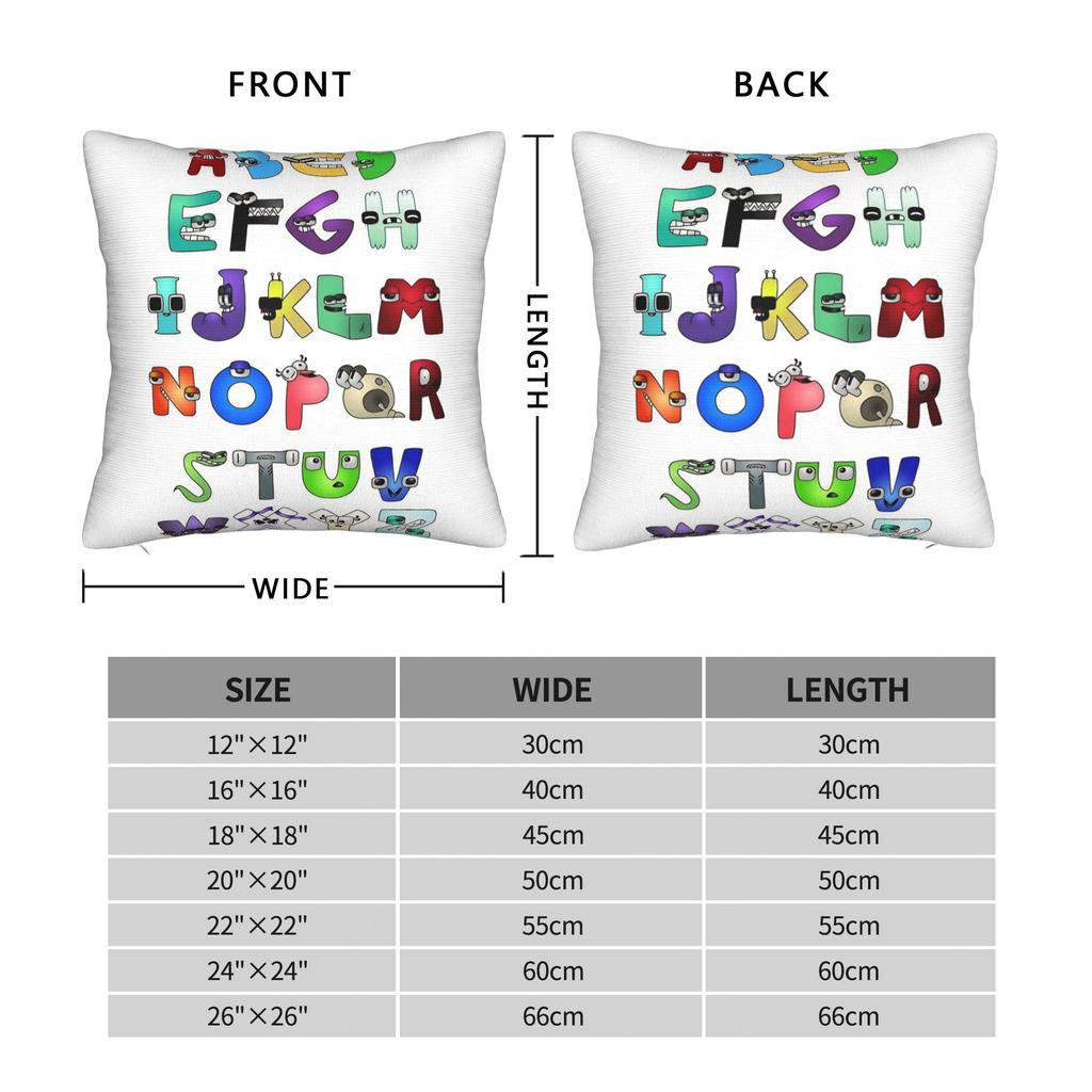 Printing Alphabets English Cartoon Lores Pillowcase Cushion Cover Decorations Villain Letters Pillow Case Cover Car Wholesale