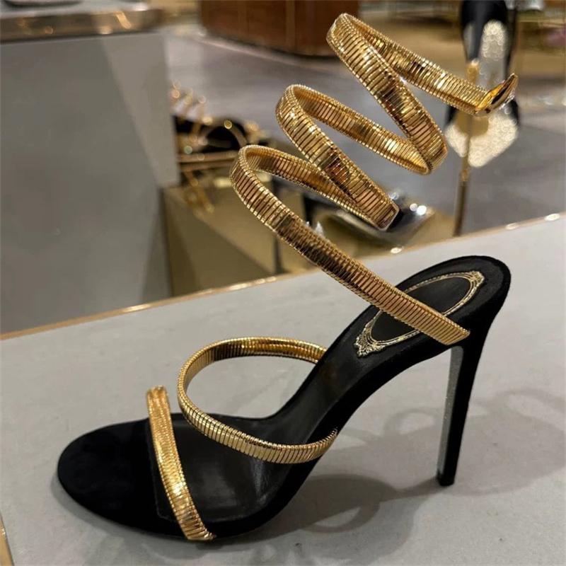 Pesstwei Sandali Estivi da Donna con Cinturino alla Caviglia, Punta Aperta, Fascia Stretta, Tacco Alto Sottile, Scarpe Sexy da Spogliarellista per Banchetti