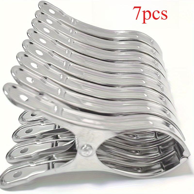 7Pcs Large Metal Towel Clips, Made Of Stainless Steel, Windproof And Durable With Strong Holding Power Suitable For Drying Towels Quilts And Clothing 7Pcs
