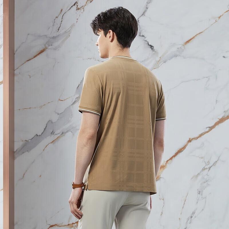 

Qipai Men s Premium Checked Jacquard Short-Sleeve T-Shirt 2XL