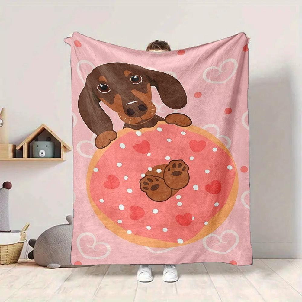 1 Stück Donut Hund Leichte Flanelldecke, Bequeme und Warme Decke, für Büro und Camping Schlafsofa, Wohnzimmer152