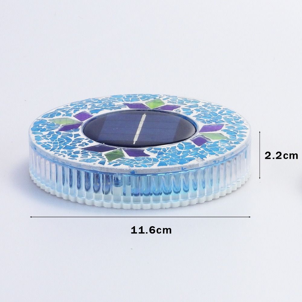 Waterproof Mosaic Solar Disk Light Auto on/Off Round LED Garden Stake Lights Courtyard Landscape Lighting Solar-powered Lights