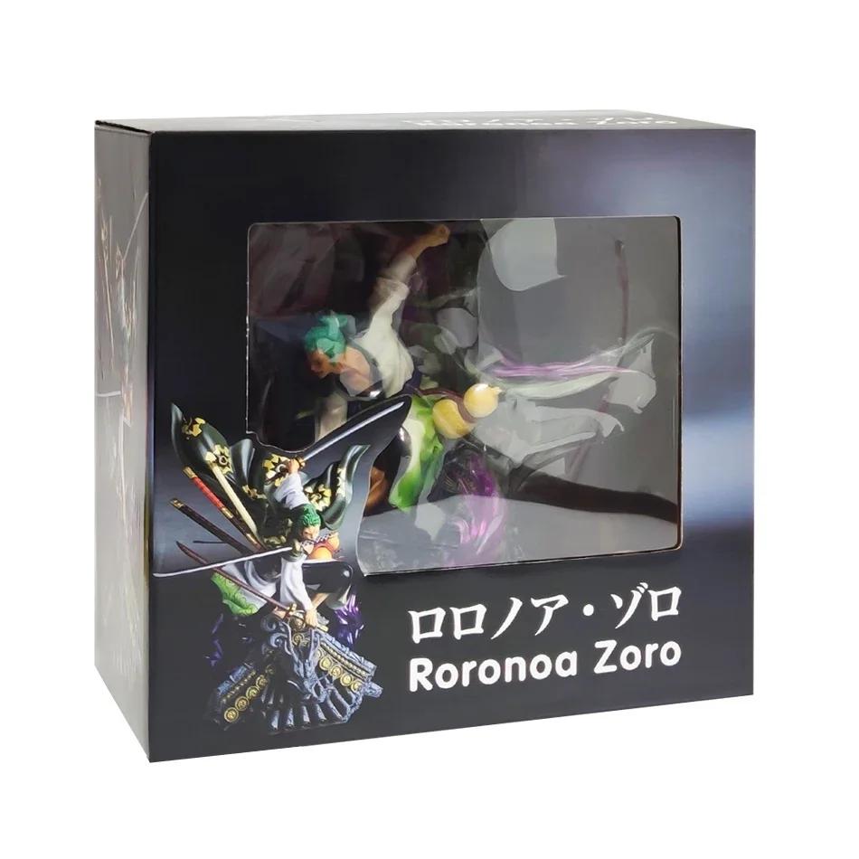 One Piece Figure 22cm Roronoa Zoro Roof Sauron Three-Knife Fighting Skill Anime Action Model Decorations PVC Toys Birthday Gifts
