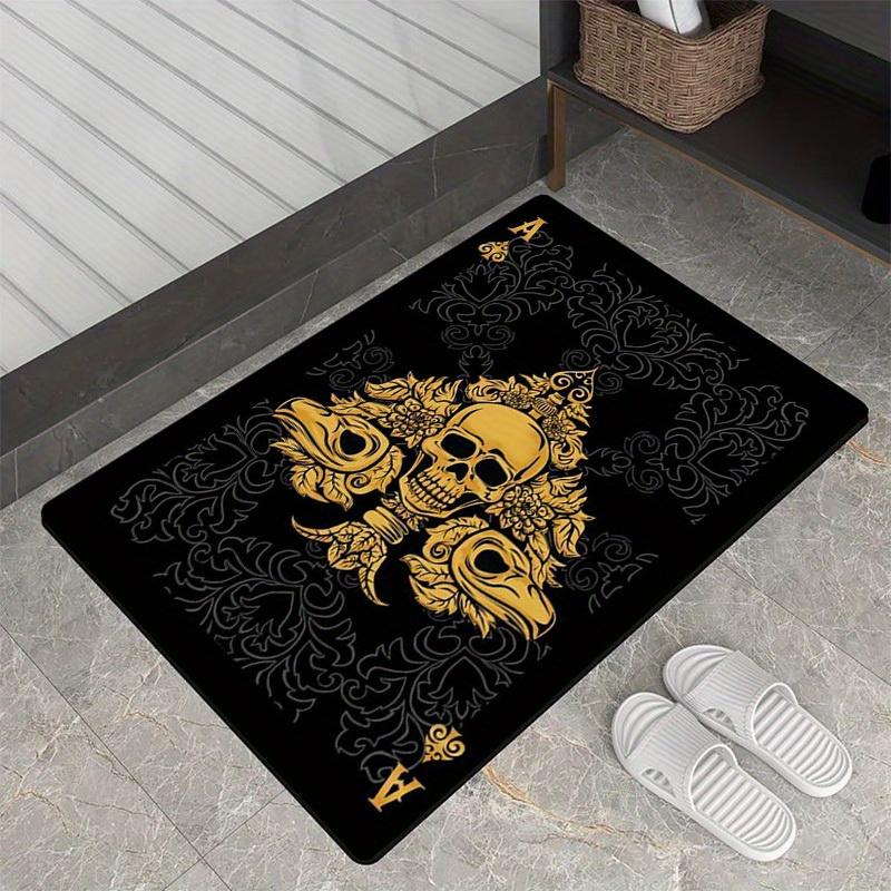 800 Grams Per Square Meter Crystal Velvet Carpet with Poker Card Pattern,Featuring Spades Design. This Non-Slip Mat Is Suitable for Living R