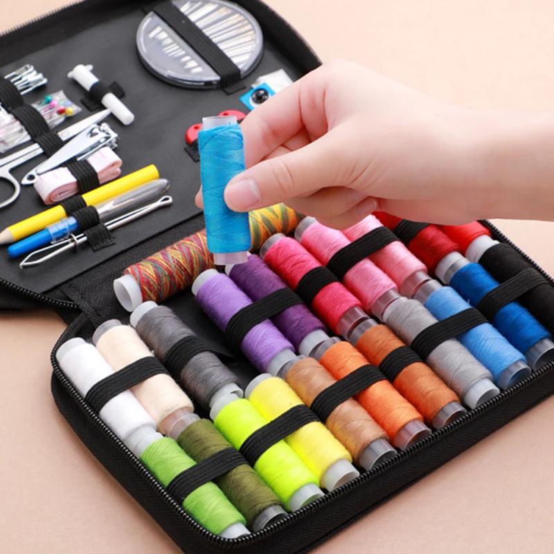 Sewing Kit Complete Set with Threads Needles Scissors Tape Measure Buttons and More for DIY Handcraft Projects Home and Travel