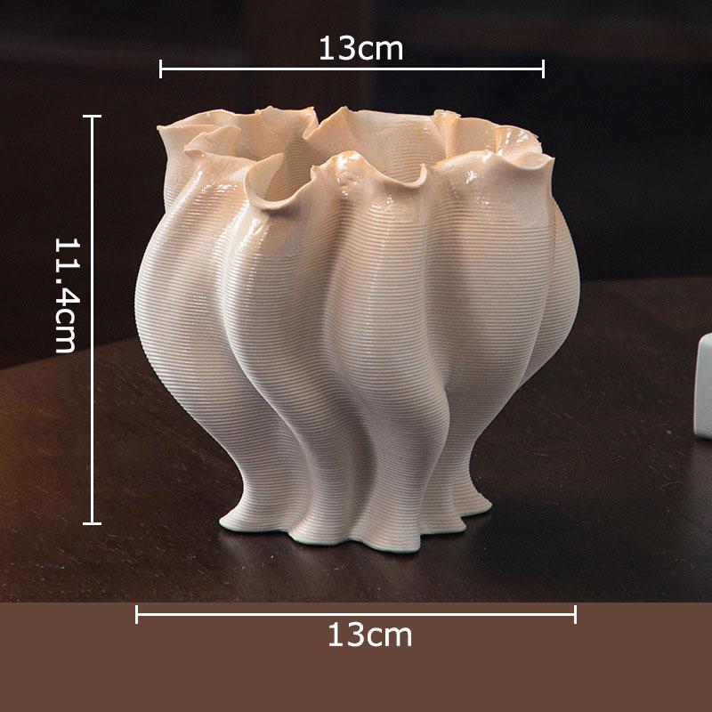 Wave Striped Ceramic Vase Creative Plant Pot Table Decoration Ornaments Flower Arrangement Floral Vases Room Aesthetic Decor