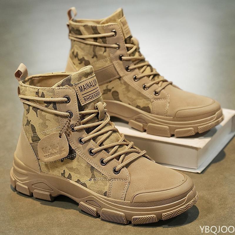 Fashionable versatile men's shoes autumn winter new high cut thick soled shoes short boots casual comfortable men's shoes