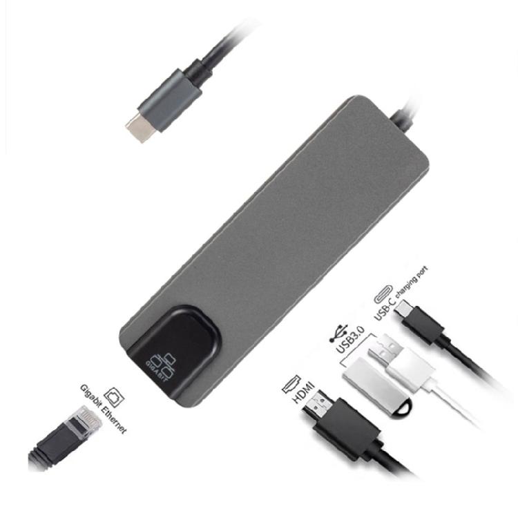 Aluminum 5/8 in 1 Type C Hubs with USB A USB C 4K Video Output and Fast Data Transfer for Work and Play