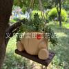 Swing Animal Resin Pot Cute Style Garden Yard Art Deco Pendant Pot