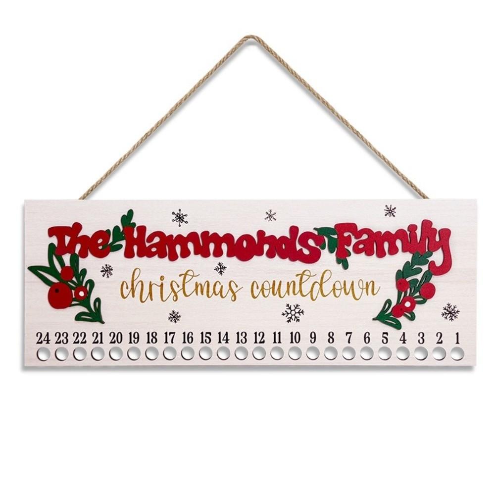 Wooden Christmas Countdown Calendar Decorative Board Hanging Christmas Decoration Ornaments Wall-mounted Xmas Advent Calendar