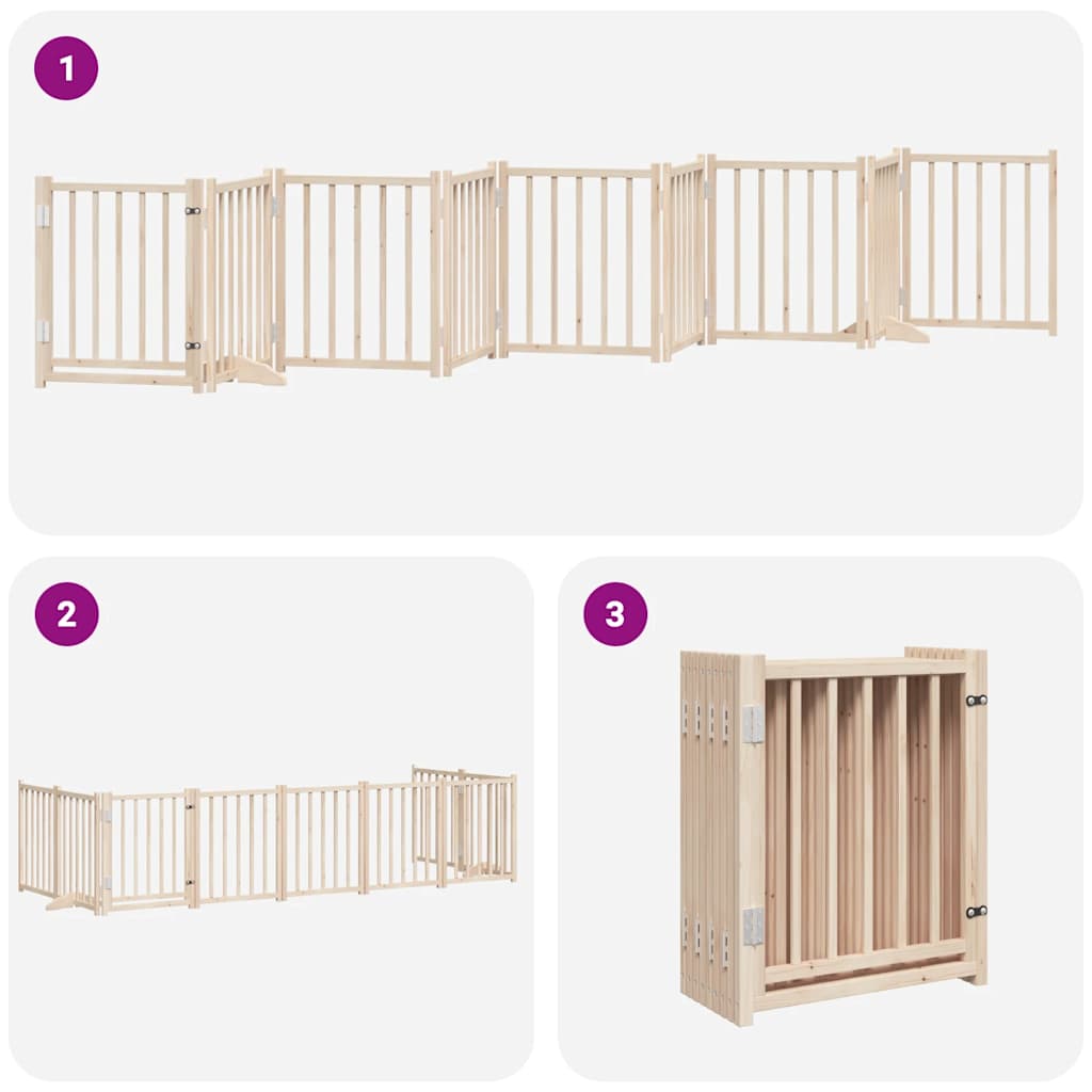 9 Piece Foldable Dog Gate 450 cm Poplar Wood