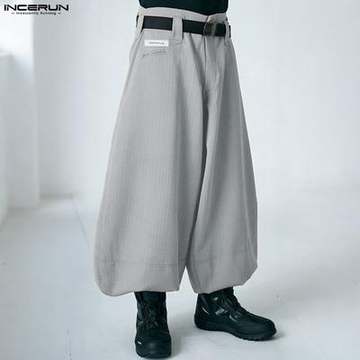 Men High Waist Zip-up Casual Baggy Long Jogger Pants Trousers