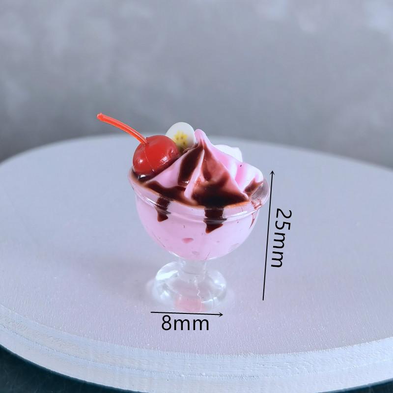 1Pcs Dollhouse Simulation Cherry Ice Cream Cup Mini Model Ornament Toy Dollhouse Miniature Accessories Decoration