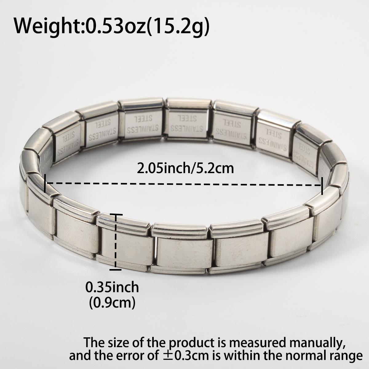 

Stretchable Stainless Steel Bracelet with Rectangular Block Link Design Unisex Minimalist Jewelry Gift for Men and Women